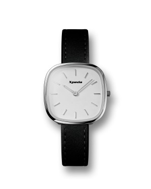 TimeSquare28 Arctic Silver - Black Leather